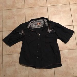 Vintage red zip button up